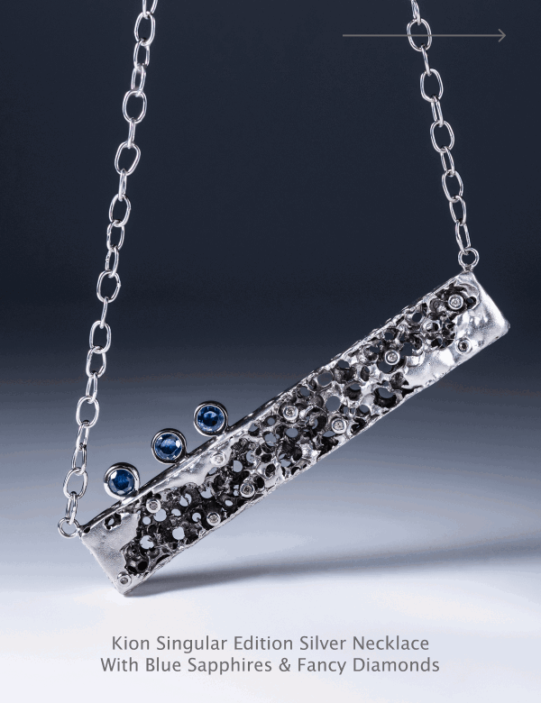 Kion Singular Edition Silver Necklace with Blue Sapphires & Fancy Diamonds