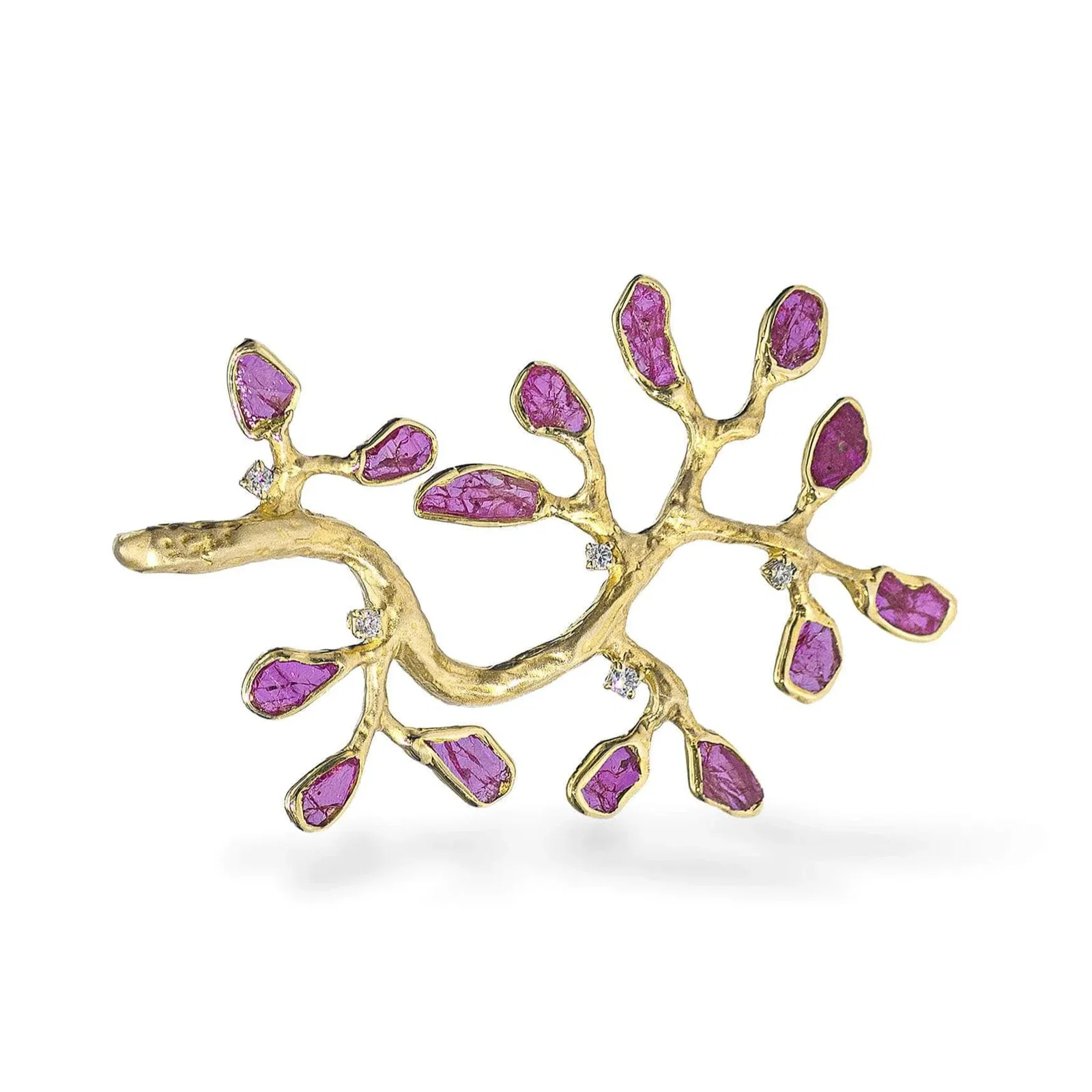 Lyre 14K Gold Pendant in Plant Motif...