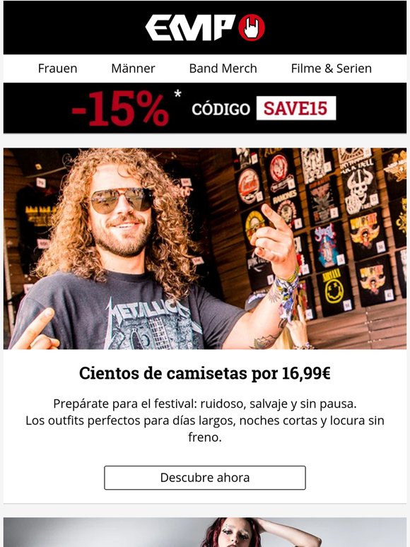 Band merch, diferentes looks  y 15% DTO. — ¿qué más quieres? 🤘