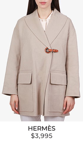Hermes Beige/Grey Cashmere Belted Mid Length Coat Size 36