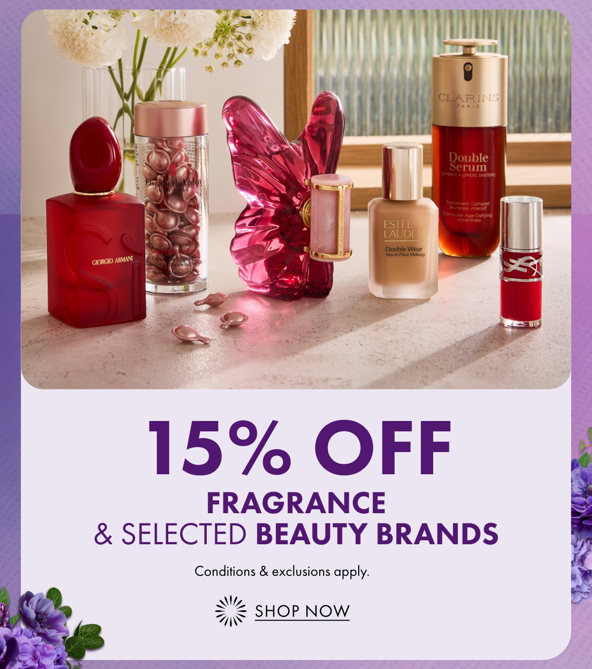 15% OFF Fragrance & Selected Beauty Brands
