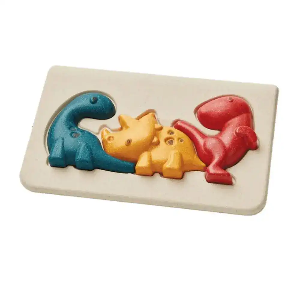 Plan Toys Wooden Animal Figures and Puzzle - Dino Ideal toddler puzzle Easy to hold pieces Helps encourage imaginative play Puzzles are a fantastic wa...