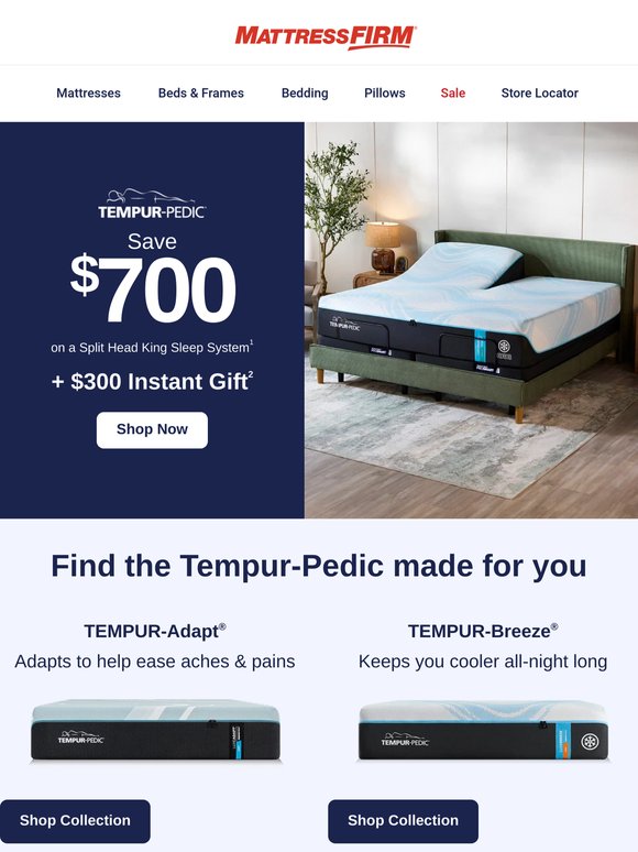 You deserve something special: $700 off a Tempur-Pedic Split Head King System