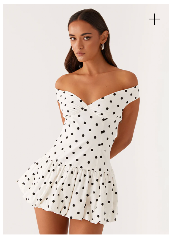 Endless Romance Off Shoulder Mini Dress — White Polka Dot