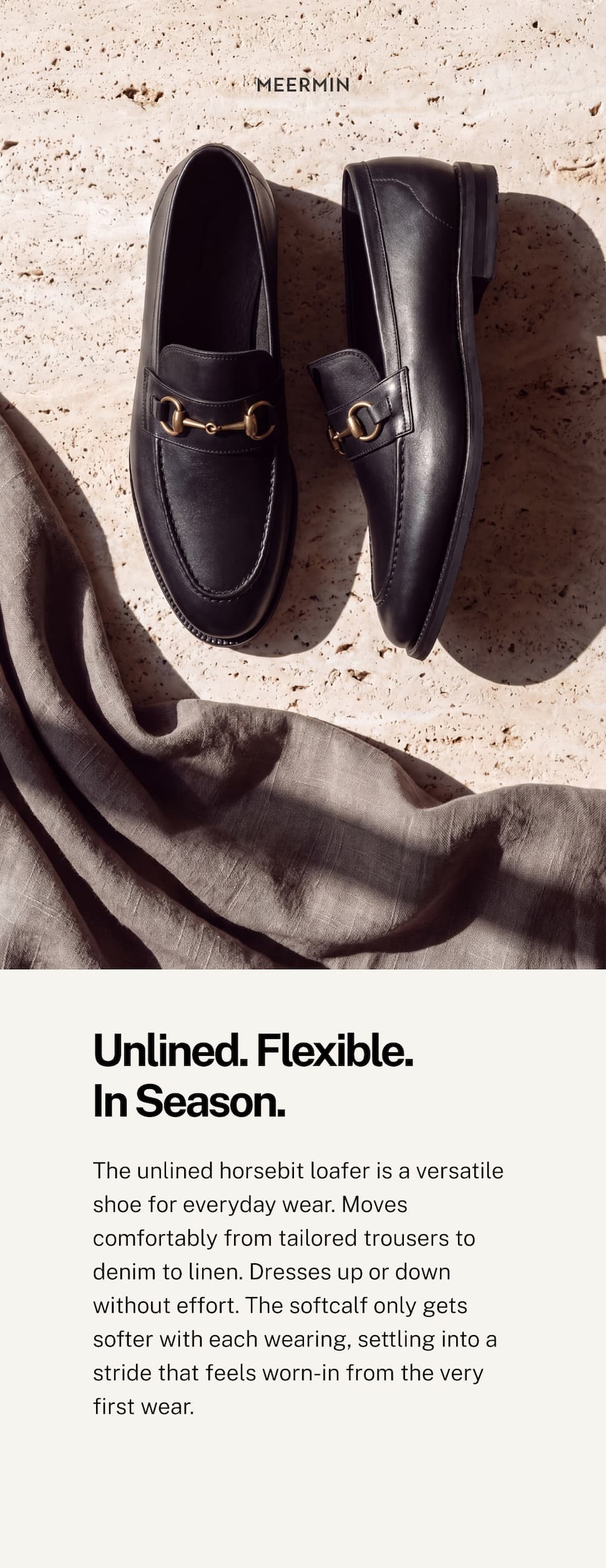 Black Softcalf Unlined Horsebit Loafers