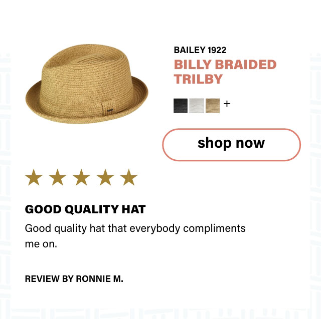 Billy Braided Trilby by Bailey 1922 