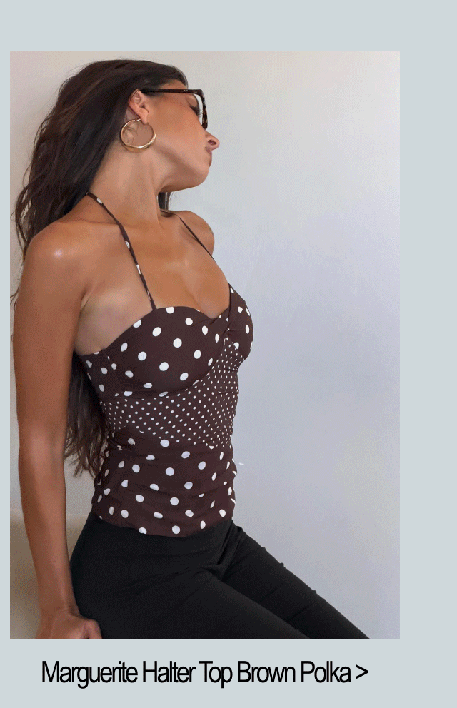 Marguerite Halter Top Brown Polka