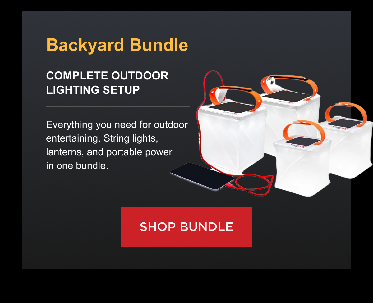 Solar String Lights 4-Pack Ambiance for patios and campsites [REGULAR PRICE] Now [SALE PRICE] 32 feet of solar-powered glow per pack. No outlets needed. Perfect for summer backyard nights, van life, and camping trips. [ SHOP STRING LIGHTS ]