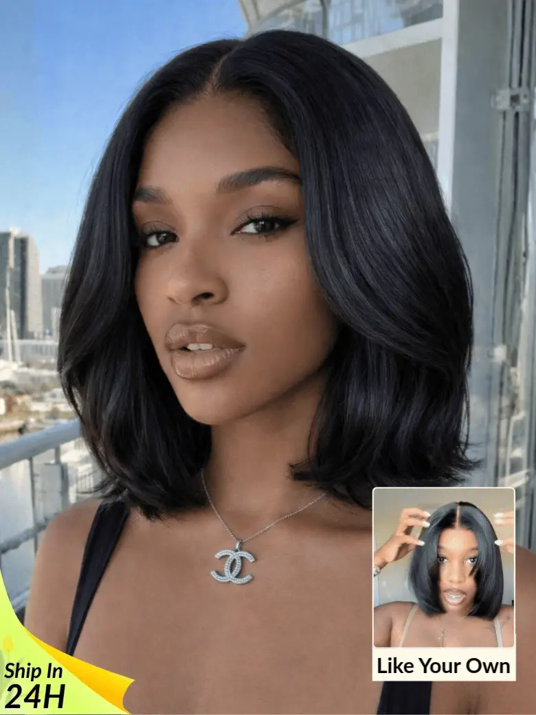 Sunber Blunt Cut Light Yaki Straight 7x5 Pre-Cut Lace Bye Bye Knots Glueless Bob Wig Pre-plucked Flash Sale