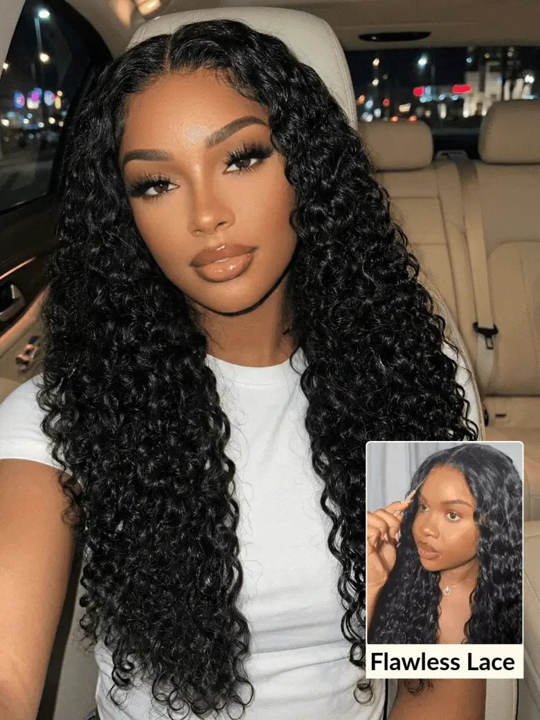 Sunber 13x6 Pre Cut 180% Density Wet And Wavy Water Wave Natural Black Lace Frontal Wig With Invisi Drawstring Flash Sale