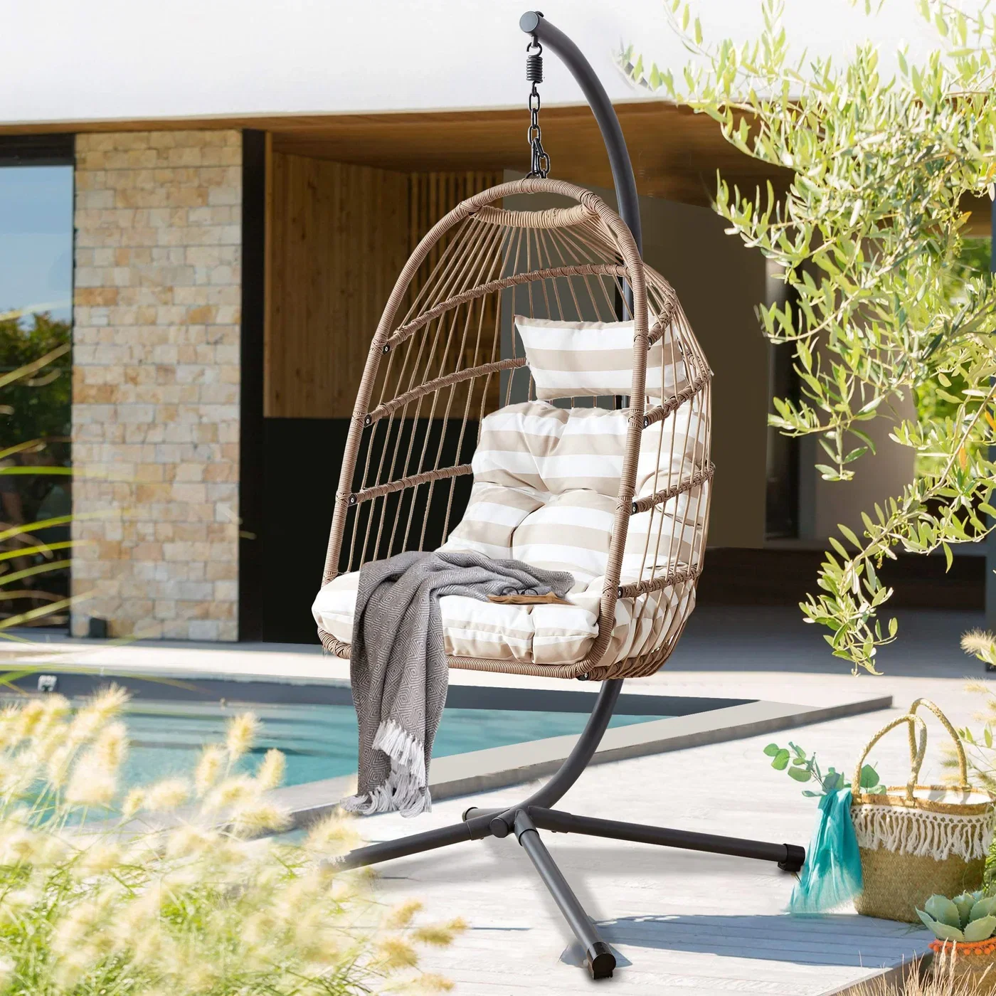 Foldable Garden Egg Chair with Cushion