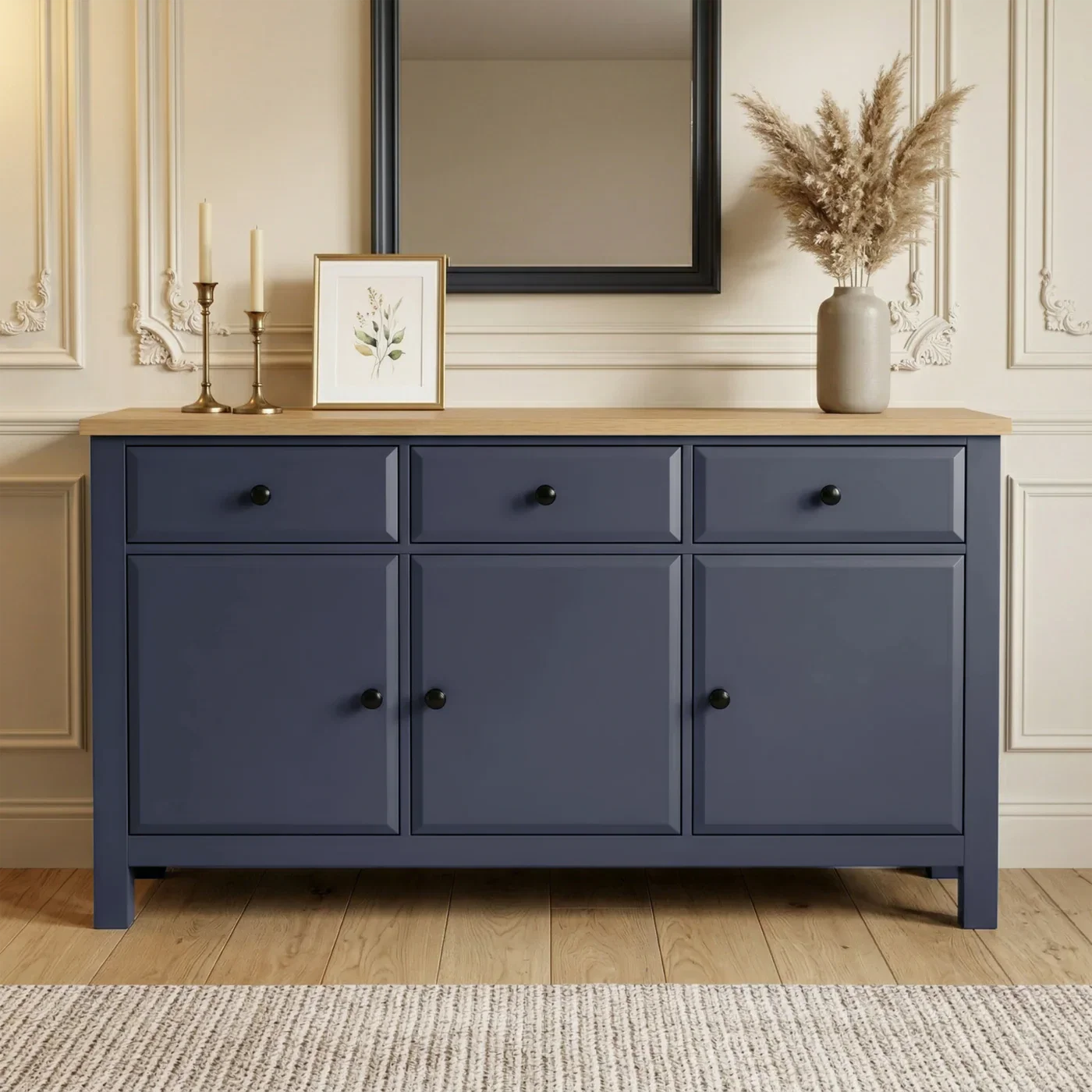 Haven Blue Painted 3 Door Sideboard