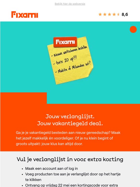 Jouw verlanglijst. Jouw vakantiegeld deal
