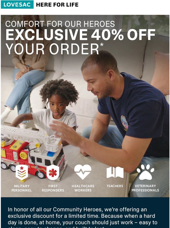 40% Off for Heroes (Last Weekend to Shop).