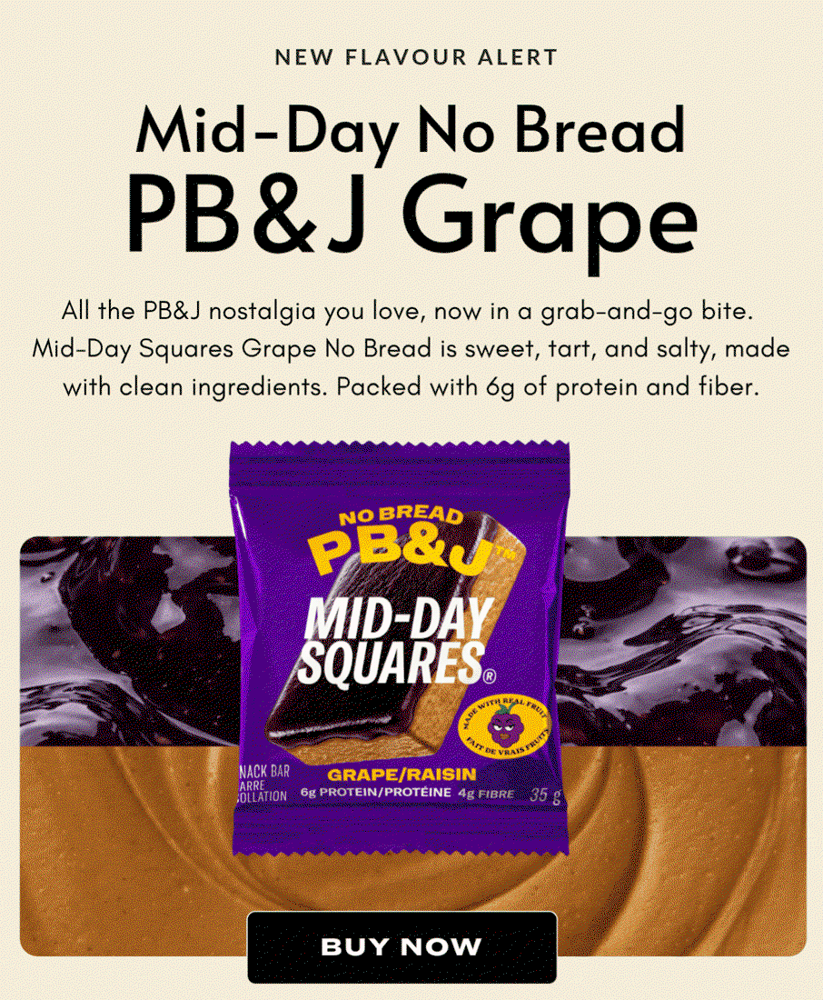 Mid-Day Squares Plant-Based Snack Bar No Bread PB&J Grape, 4 Pack