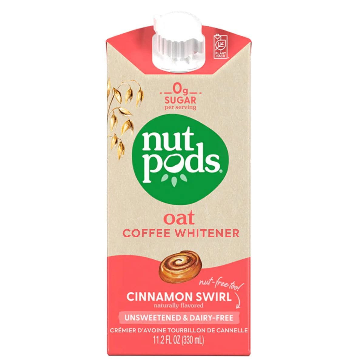 Nutpods Unsweetened & Dairy Free Oat Creamer Cinnamon Swirl, 330mL