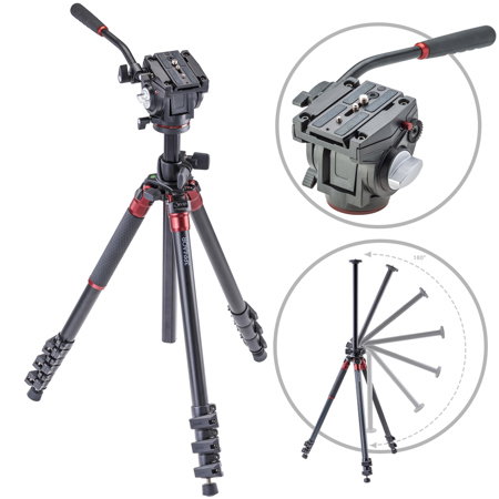 3Pod Orbit 4-Section Aluminum Tripod, Bundle with Q3 Fluid Video Head