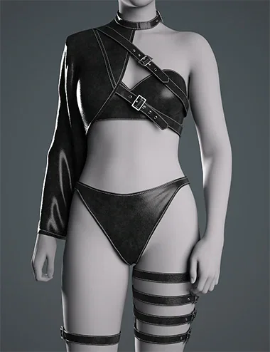 dForce GN Punk Single-Shoulder Leather Outfit for Genesis 9