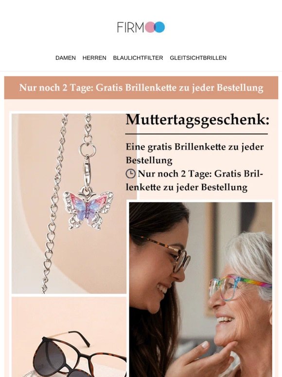 🎁 Das perfekte Muttertagsgeschenk: - 40% auf Bestellung ＆ gratis Brillenkette! 🧡
