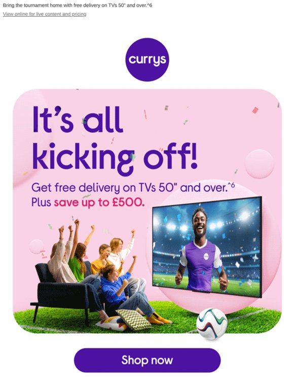 Kick off in style with a big screen TV!