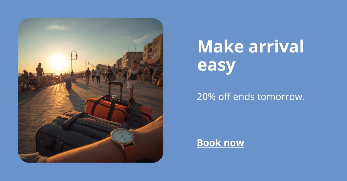 image of suitcase and text encouraging the user to check their price
