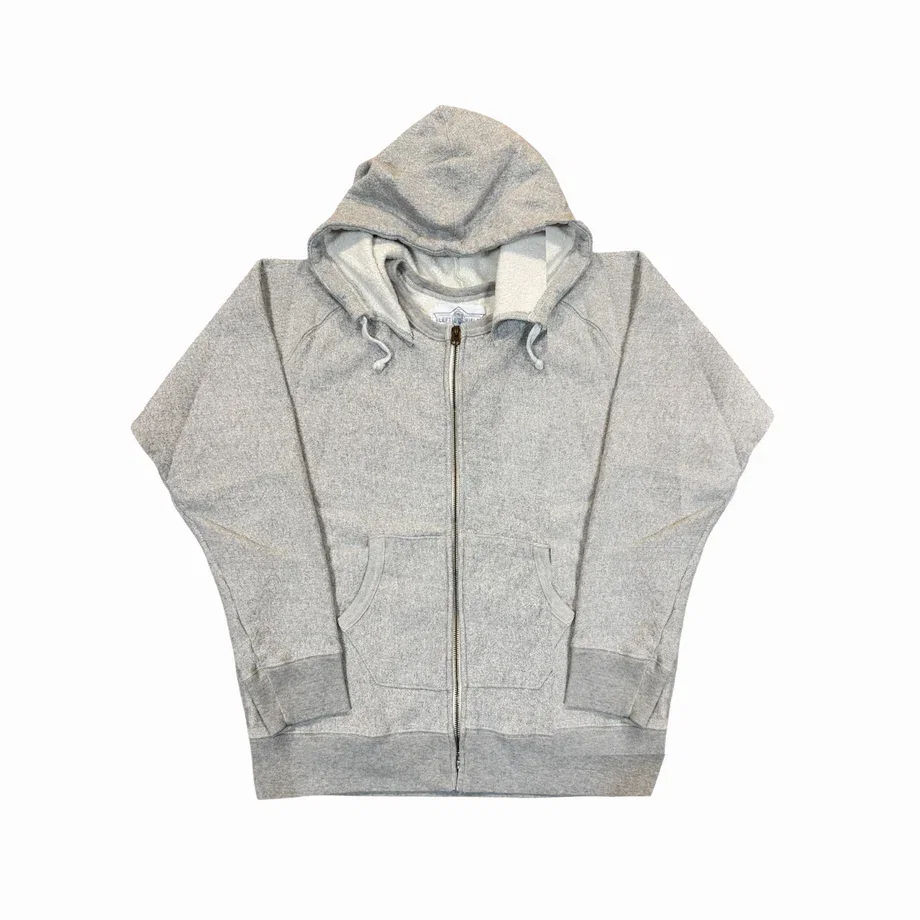 16 oz  Heather Grey Loopwheel fleece zip 1930's style After Hood Sweatshirt