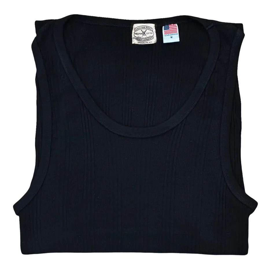 Black Wakayama Japanese Drop Needle Tank Top