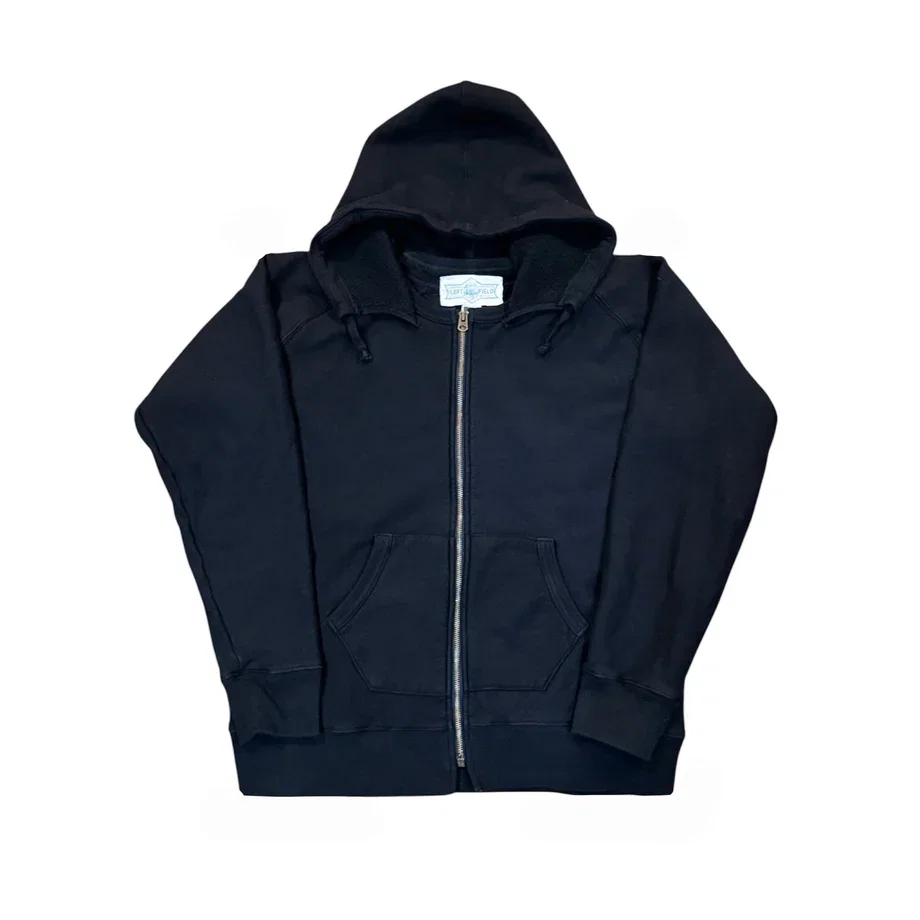 16 oz Black Loopwheel fleece zip 1930's style After Hood Sweatshirt