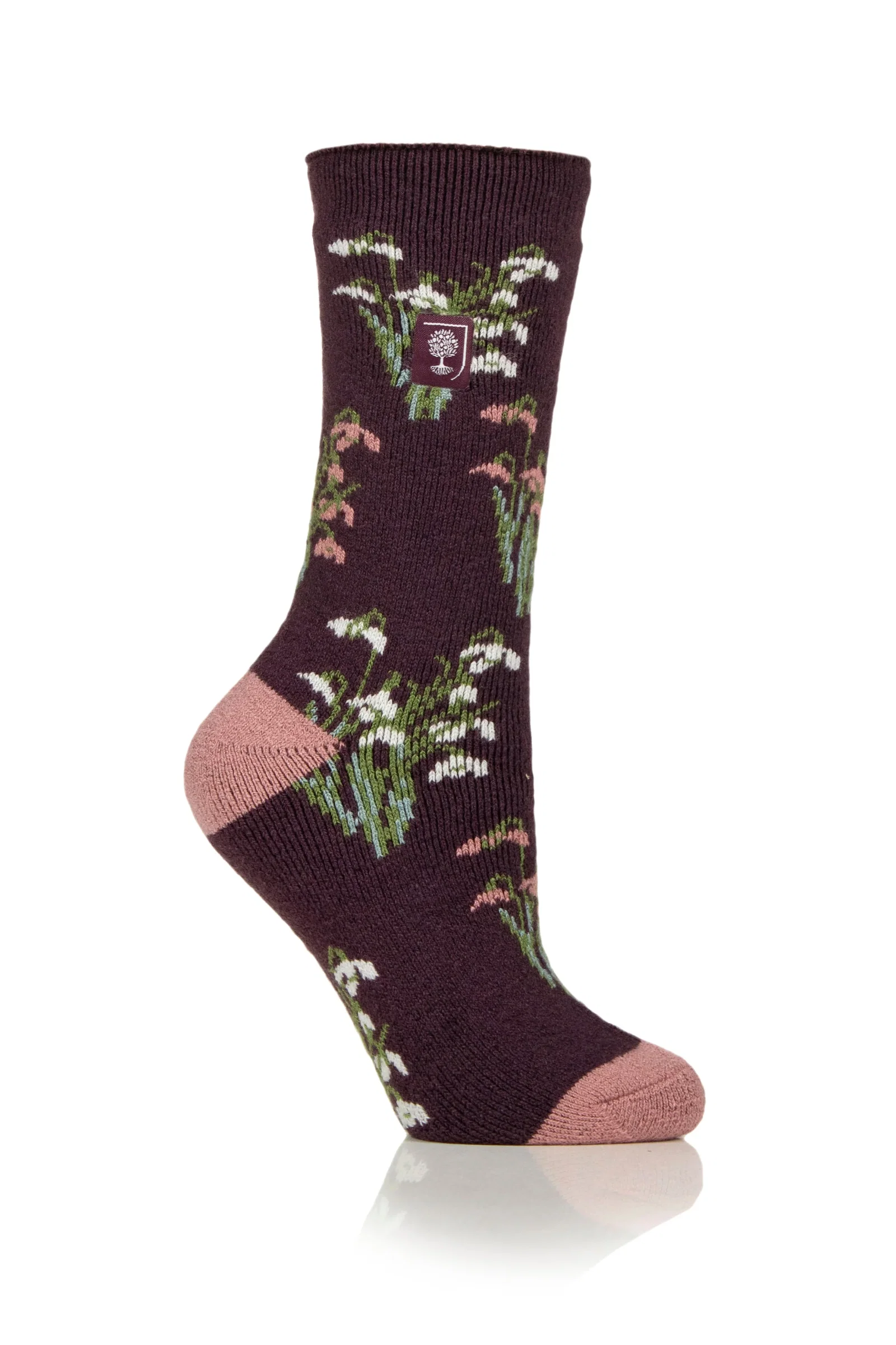 Image of Women's Lite RHS Snowdrops Crew Sock Mulberry