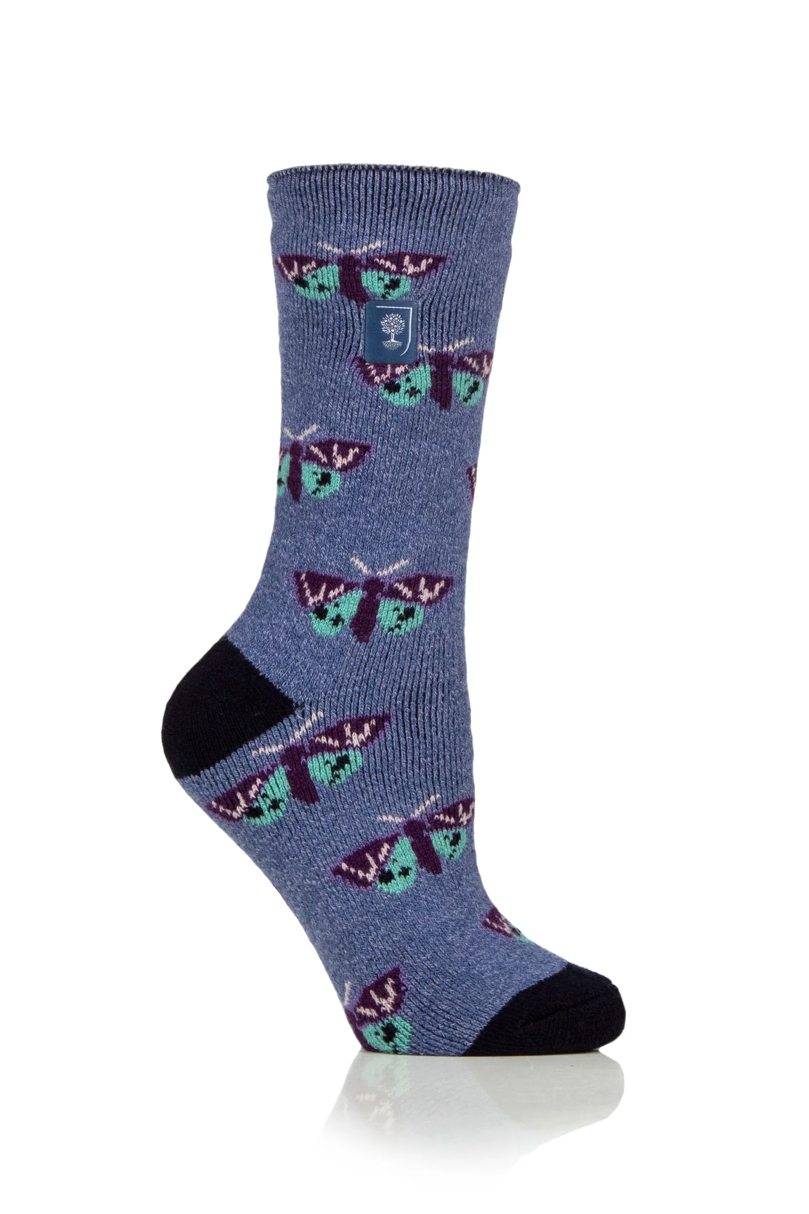 Image of Women's Lite RHS Butterflies Crew Sock  Denim