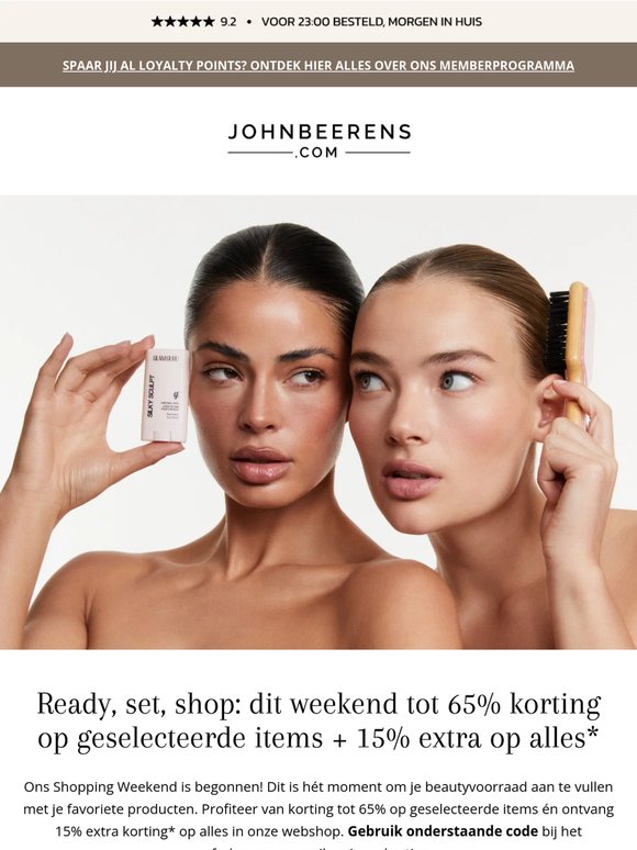 65% korting én 15% extra: jouw ultieme Shopping Weekend!* 💄
