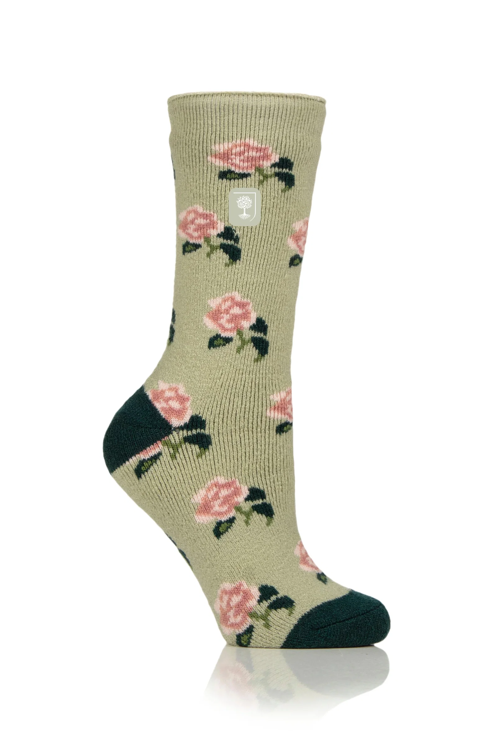 Image of Women's Lite RHS Roses Crew Sock Sage