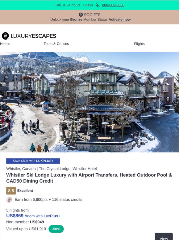Whistler Ski Lodge Luxury w. Airport Transfers & CAD50 Dining Credit