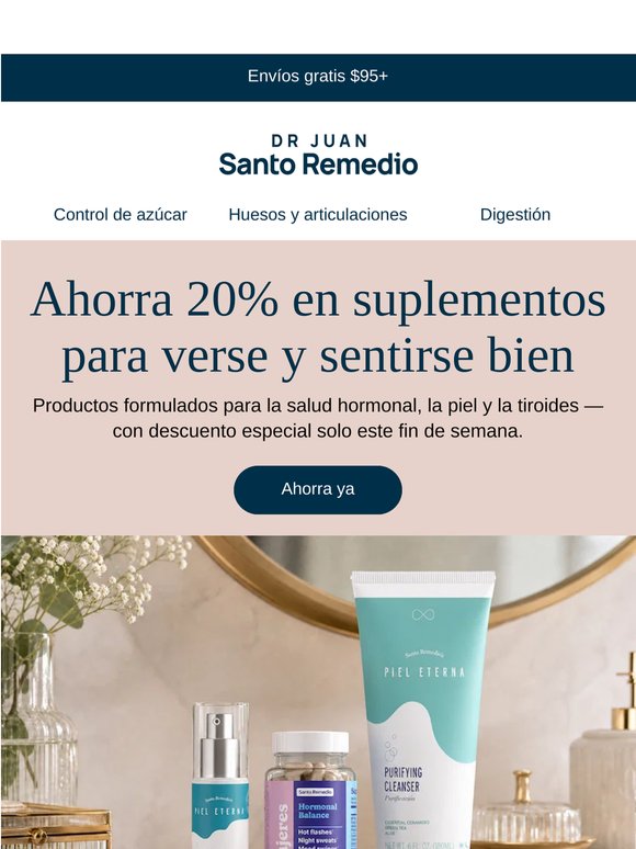 20% en cuidado de la piel y bienestar
