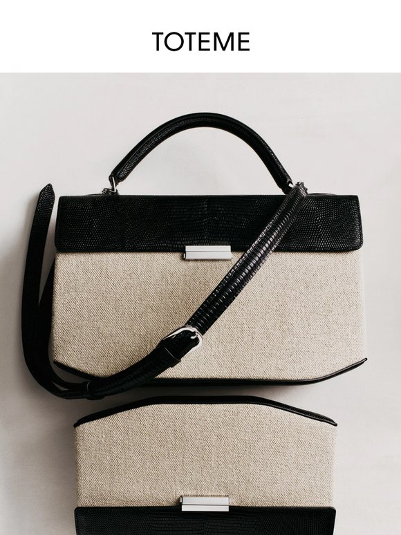 Canvas and lizard-embossed leather
