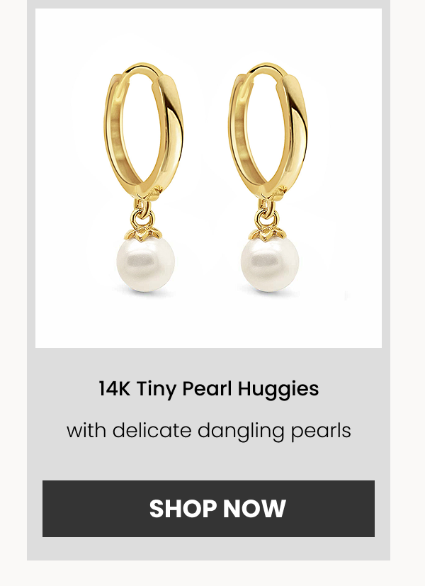 14K Tiny Pearl Huggies
