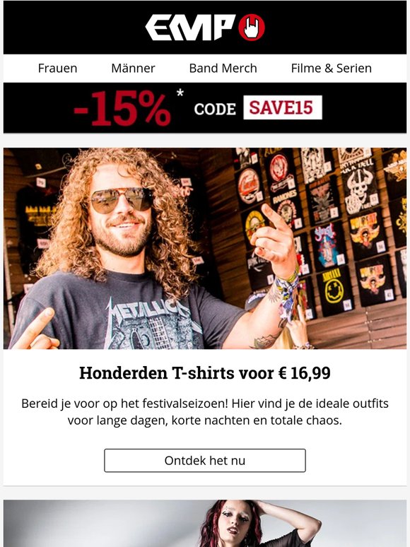 Bandmerch, cultstyles & 15% KORTING - wat wil je nog meer? 🤘