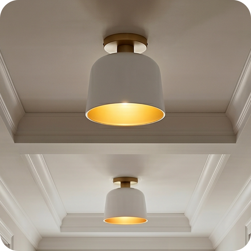 Trade Winds Nora 1-Light Ceiling Light in White with Natural Brass