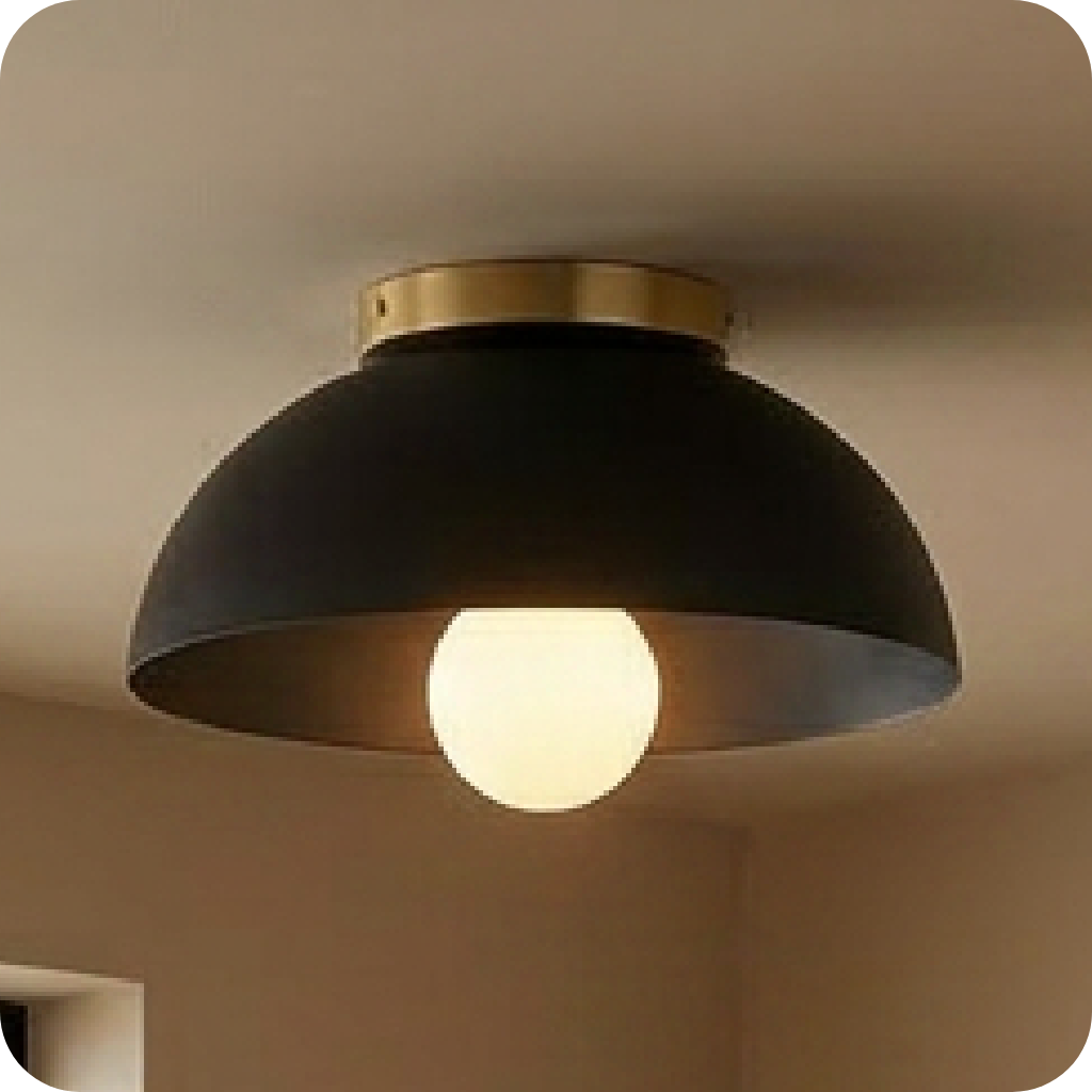 Thelonious 1-Light Flush Mount in Black with Natural Aged Brass