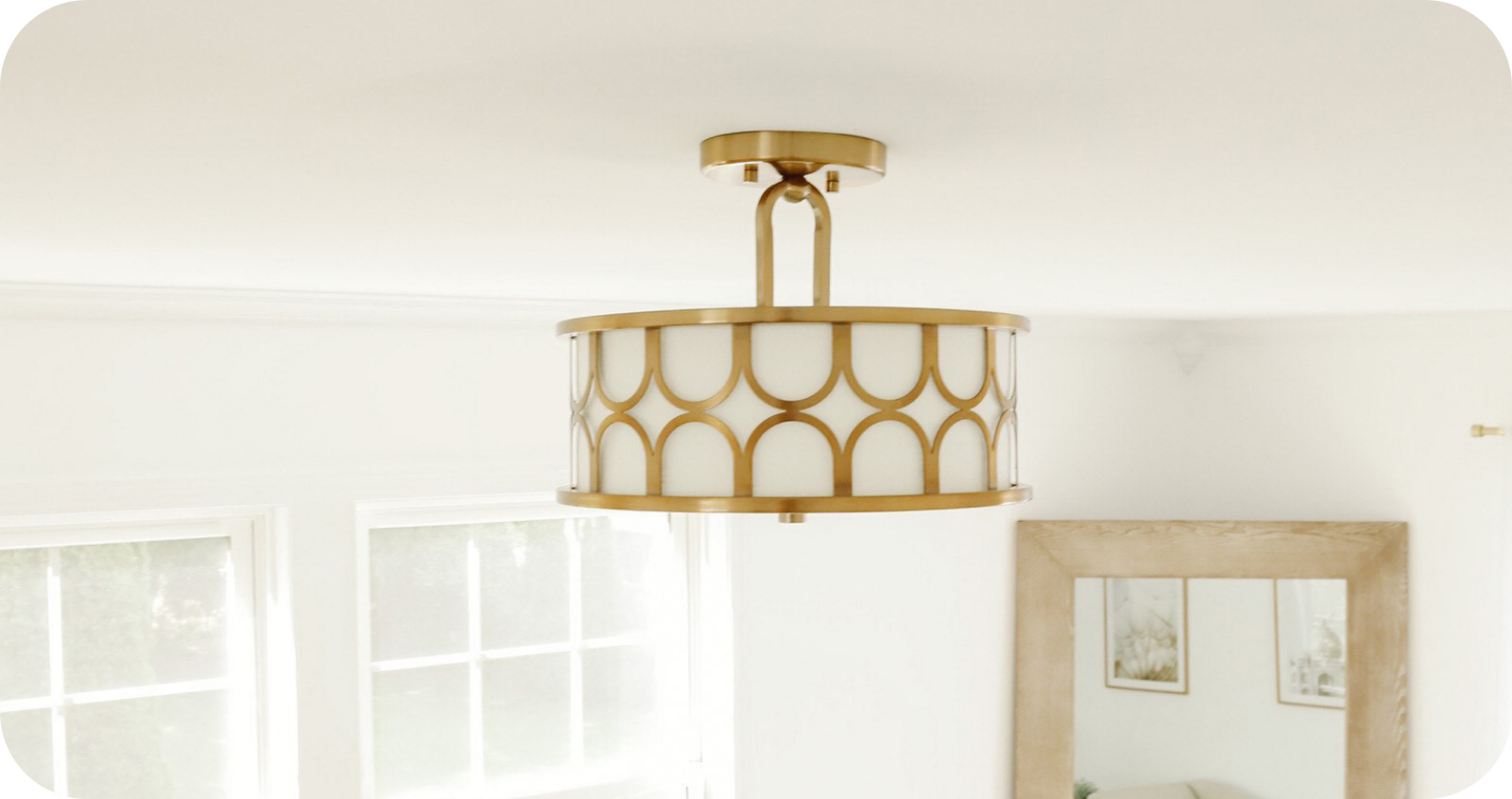 Trade Winds Hutchins Semi-Flush Mount Ceiling Light in Natural Brass