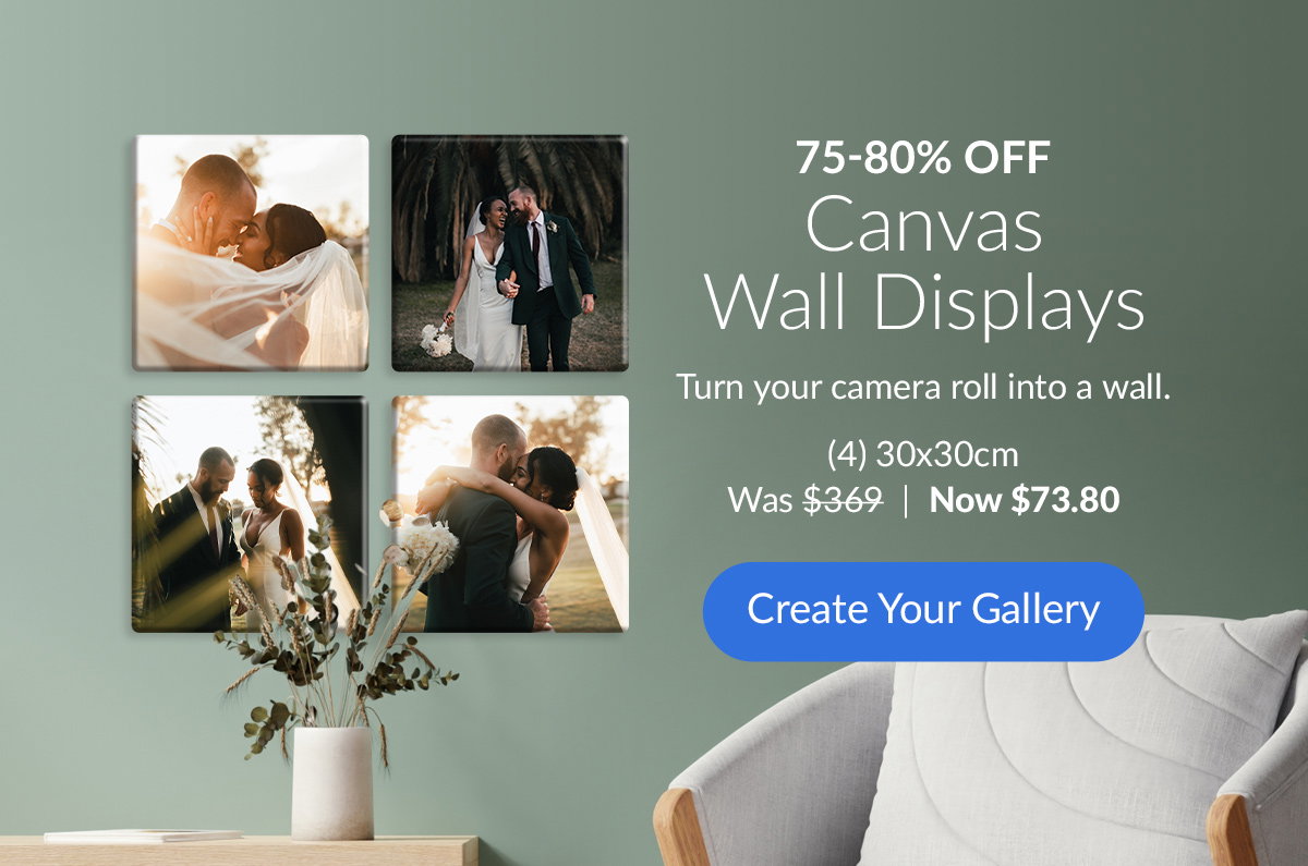 CANVAS Wall Displays  75-80% off Turn your camera roll into a wall.