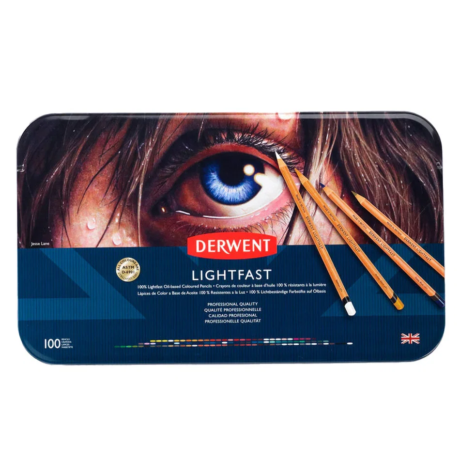 Image of Derwent Lightfast Coloured Pencils Tin of 100