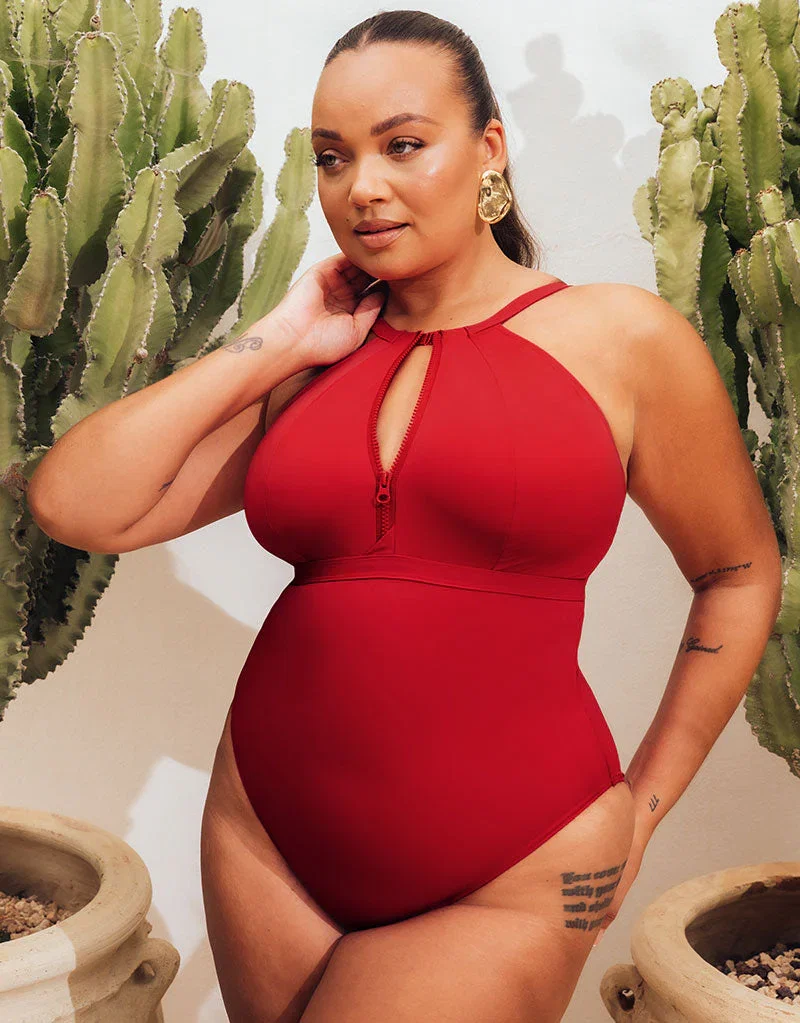 Curvy Kate Zip Tide Non-Wired Multiway Swimsuit Red