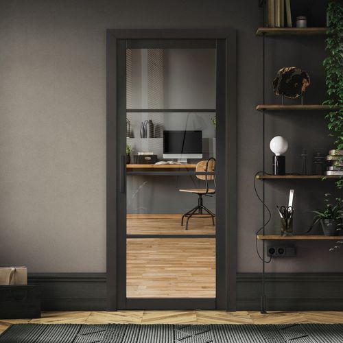 Internal Primed Industrial 2.0 Lifestyle 4 Light Clear Glass Door