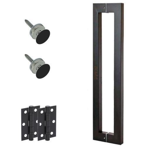 Mitred Back to Back Round Knurled Pull Handle Pack with Magnetic Latch - Black Matt