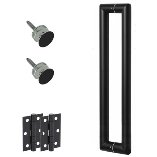 Mitred Back to Back Round Pull Handle Pack with Magnetic Latch - Black Matt