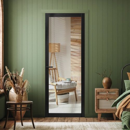 Jet Black Internal Fully Finished 1 Light Clear Glass Industrial Studio Door