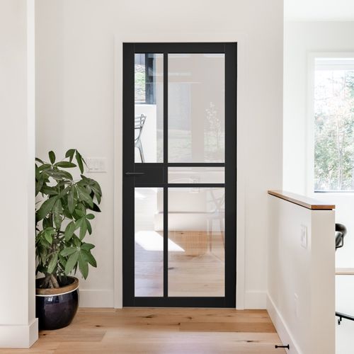 Jet Black Internal Fully Finished Studio 1 Panel 5 Light Clear Glass Door
