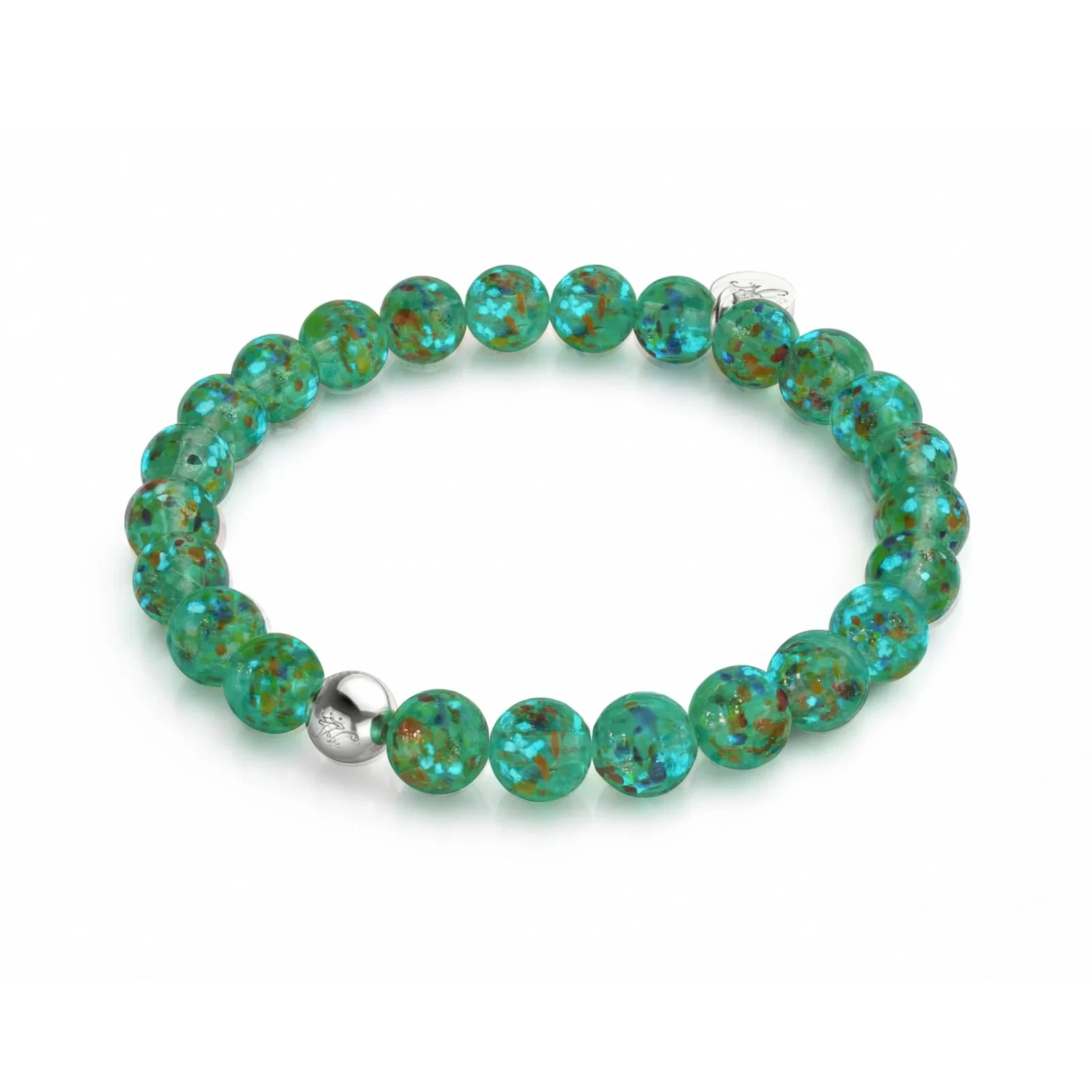Image of NOGU Teal | Firefly Glass Confetti Bracelet in Teal Silver