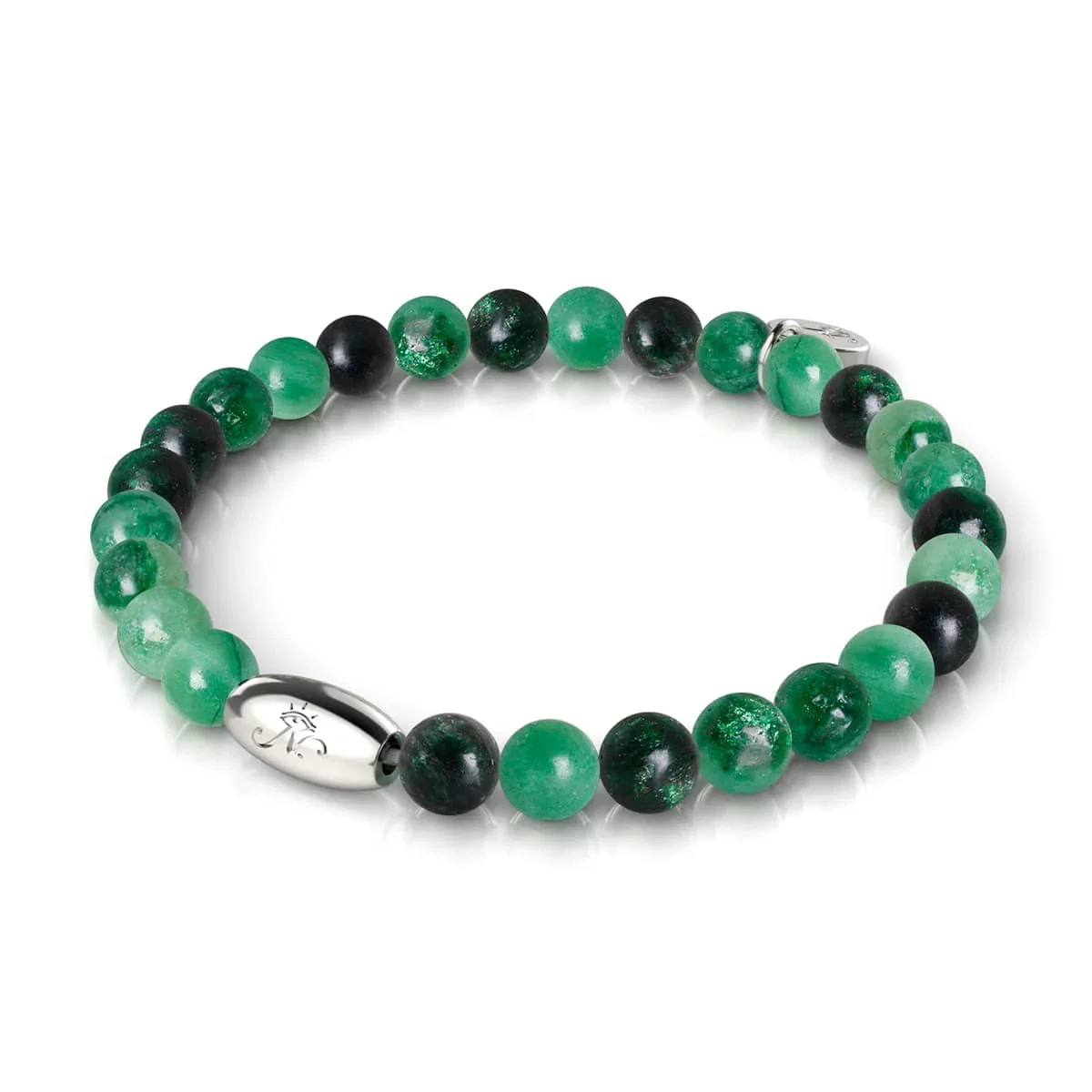 Image of NOGU AAA Green Lepidolite | .925 Sterling Silver | Gemstone Bracelet in Green Black Silver